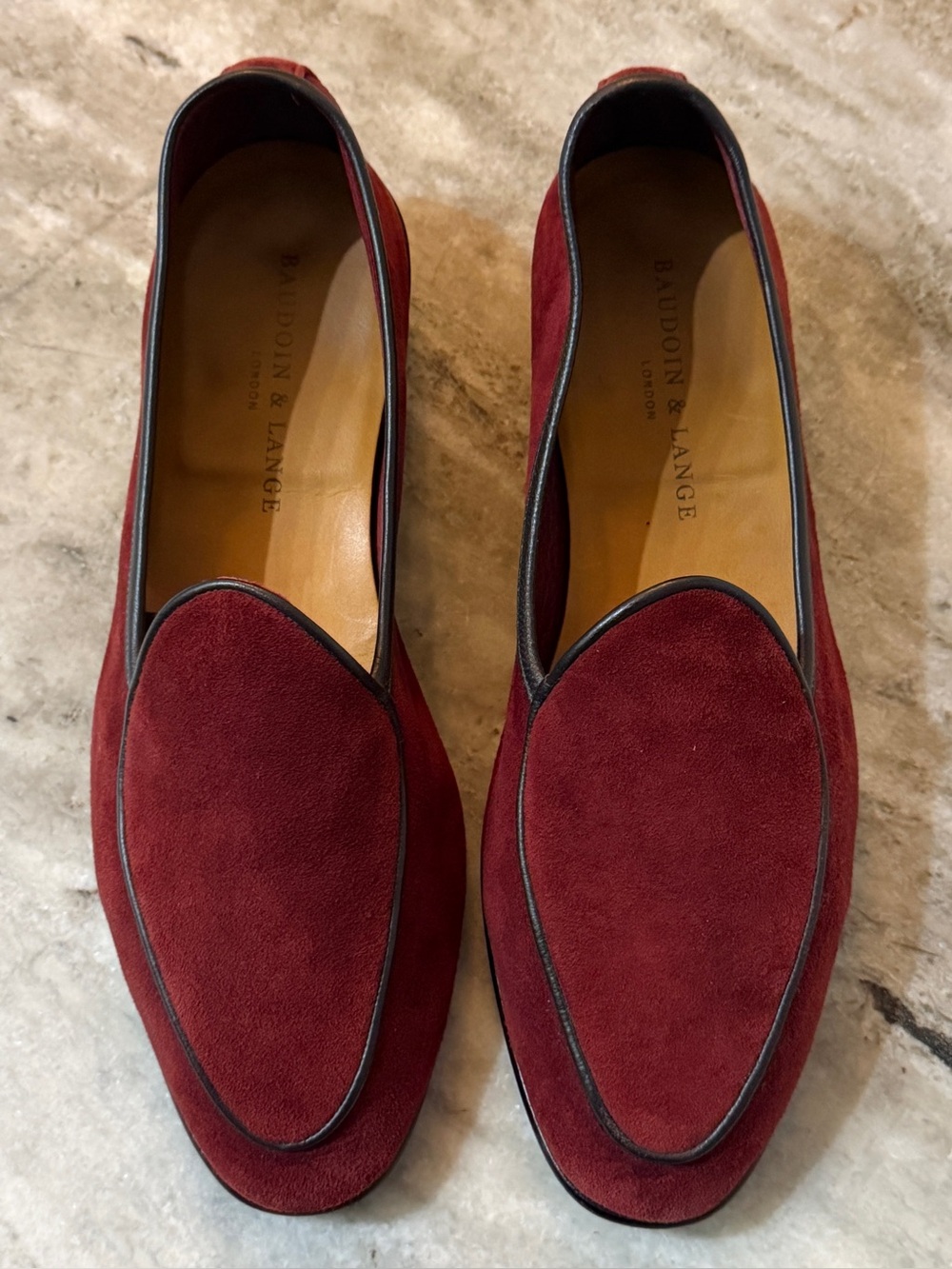 Baudoin & Lange Sagan Classic Loafer 40 / 7 US Burgundy Maroon Red Suede $700